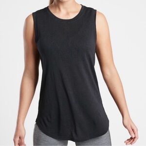 Athleta Women’s Medium Black Sheer Tank Top Wide Straps Cotton Blend
